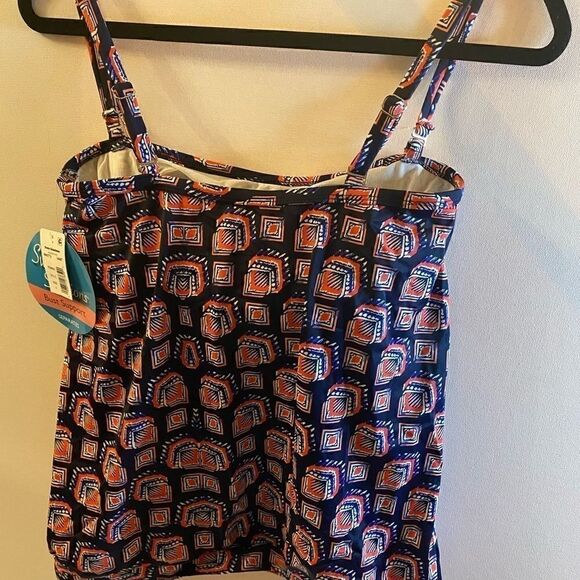 Swim Solutions  play printed side tie tankini Top - Picture 6 of 7